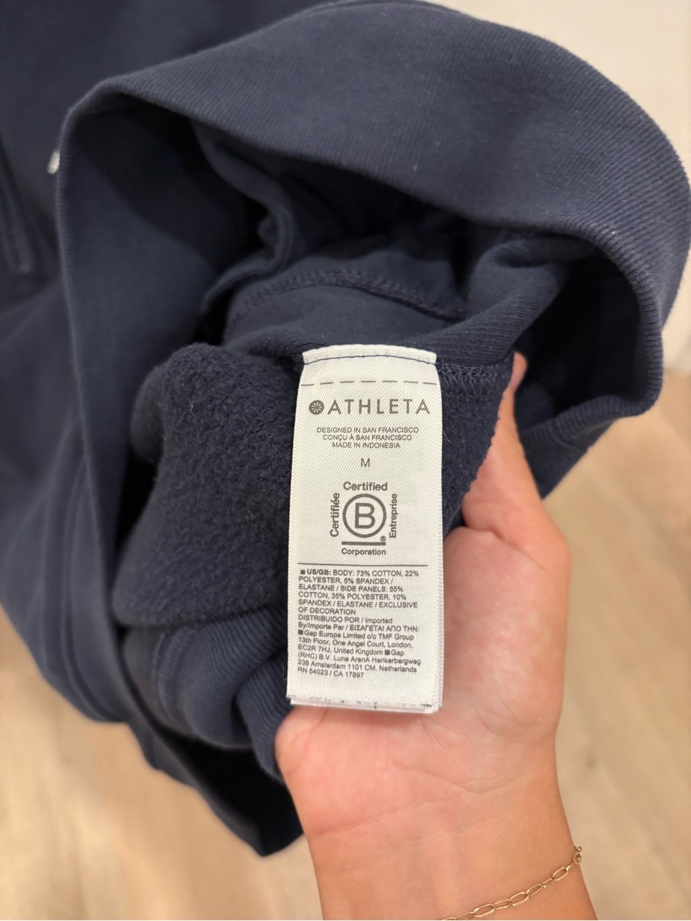 Athleta Forever Fleece 1/4 Zip in Navy With Logo - Picture 5 of 10